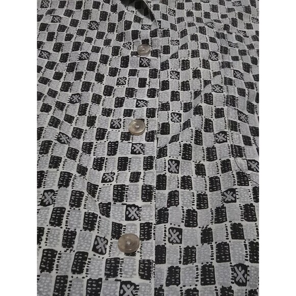 Lucio Romano Short Sleeve Checker Button Down Mens Shirt Size Large Cotton Blend - Picture 8 of 8